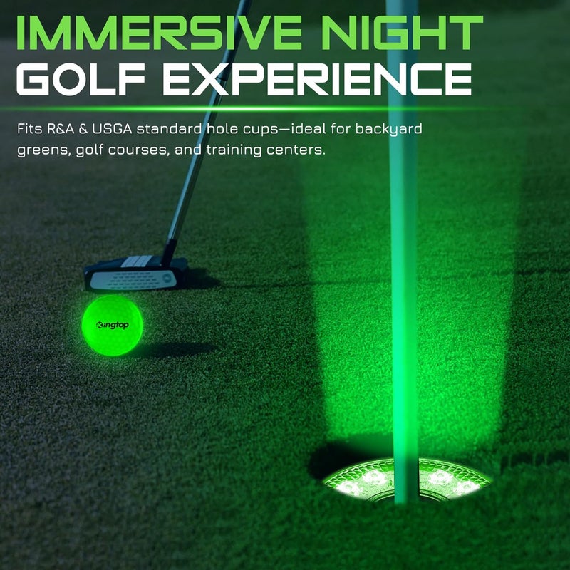 KINGTOP Rechargeable LED Golf Hole Light - Waterproof, Focused Illumination Lens, Remote-Controlled, Perfect for Backyard Night Golf Practice Putting Green Cup Lights, Camping, Outdoor Party - Image 3